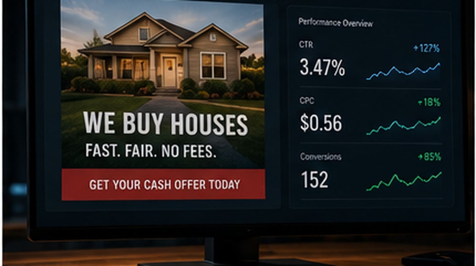 We buy houses ad creative tested for conversions