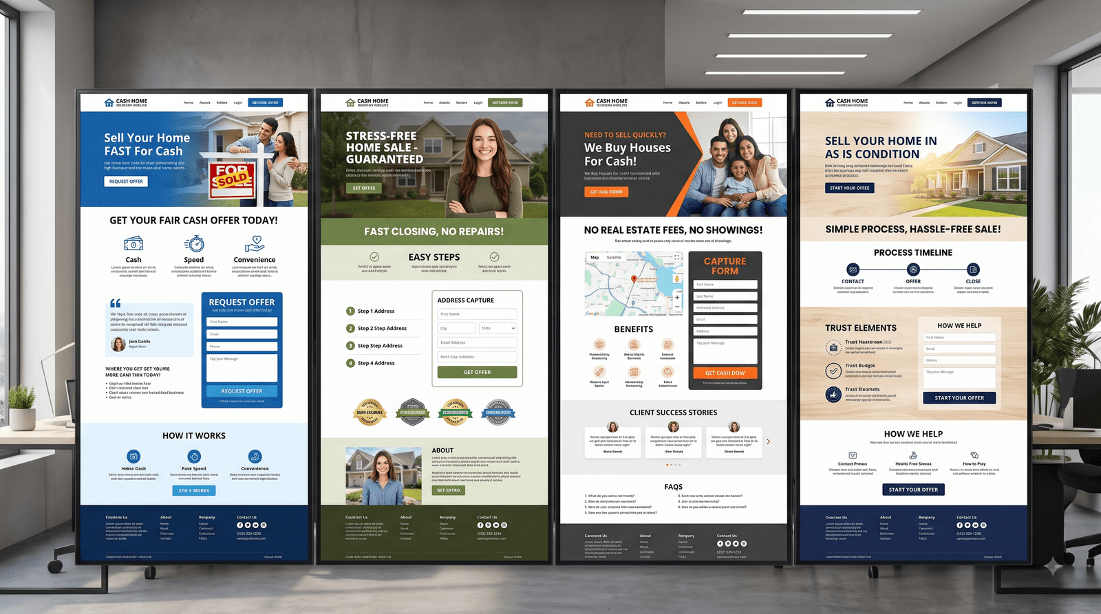 Cash offer landing pages for motivated sellers on desktop and mobile