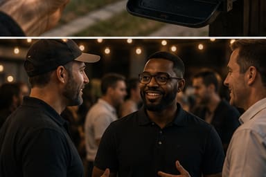 Real estate investors networking at a local meetup