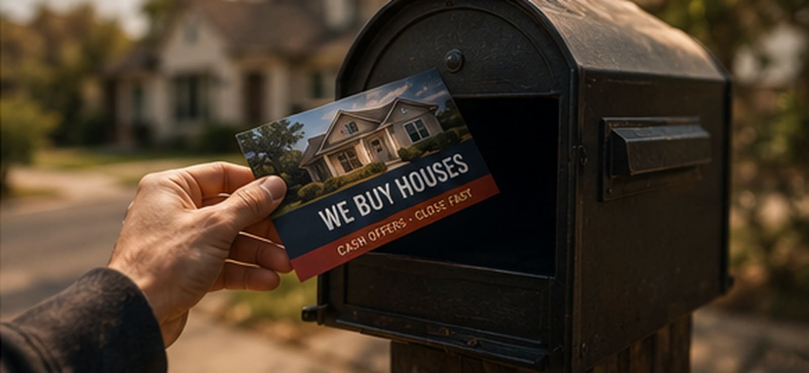 Investor mailing a cash offer postcard to a homeowner