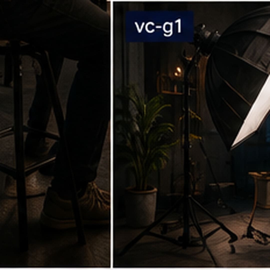 Lighting setup on a real estate video shoot day