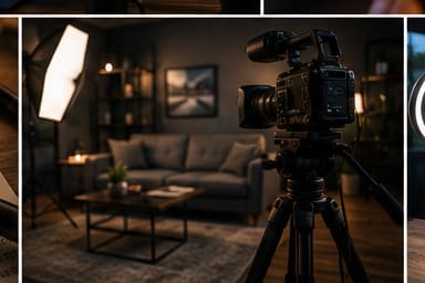 Video production setup for a real estate investor shoot