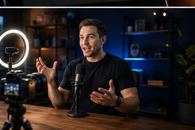 Creator recording a YouTube ad for real estate investors