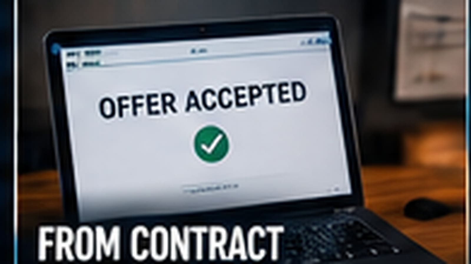 YouTube thumbnail showing a cash offer on a laptop screen